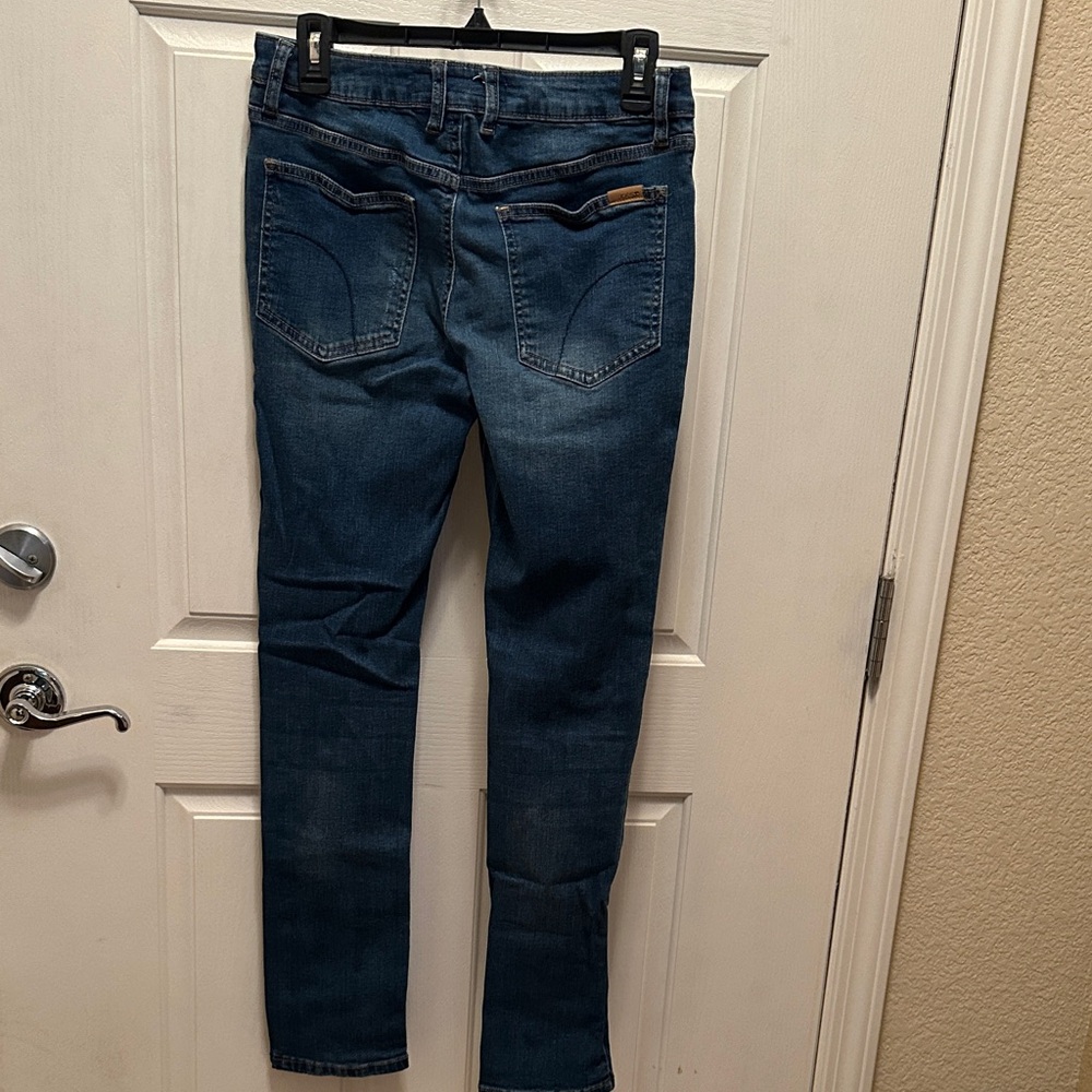 Joe's Jeans Deep Blue Distressed Skinny Jeans Waist flat 15”, Length 30” - Picture 5 of 5